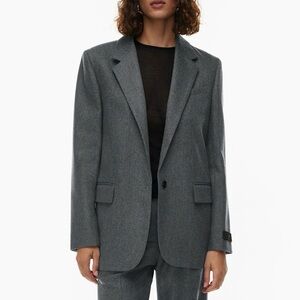 Aritzia Wilfred Generation Relaxed Fit Blazer Grey Wool Cashmere Sz XL / 12-14